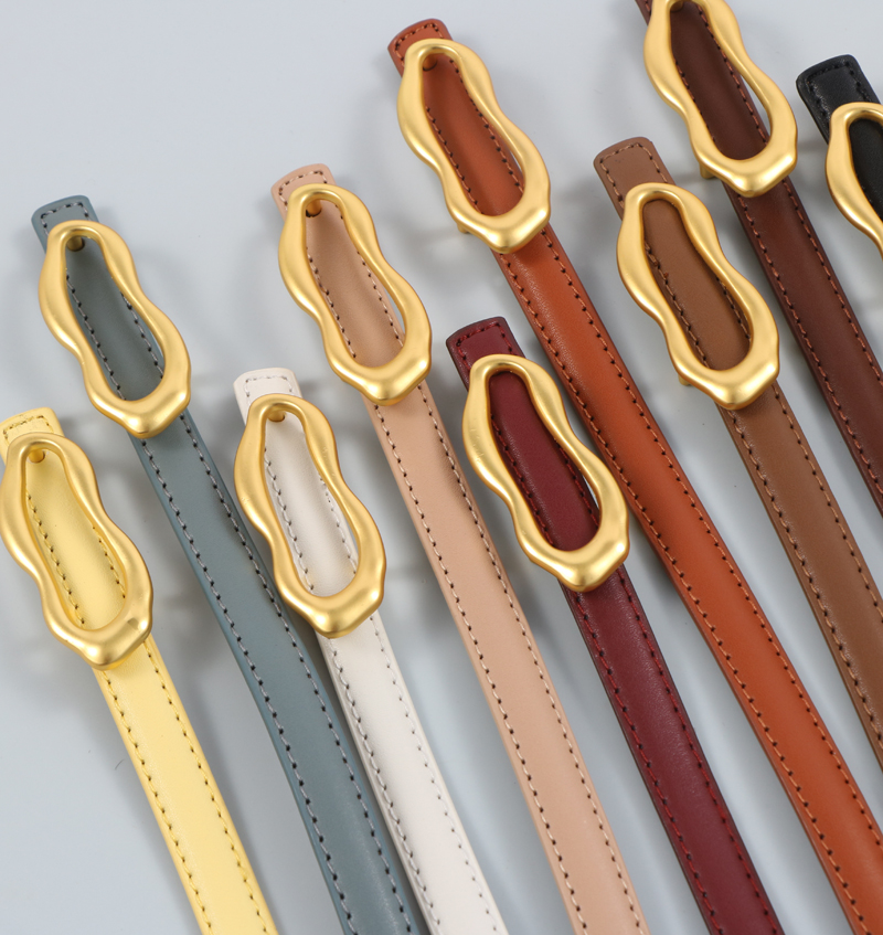 抖音合金扣头二层牛皮细腰带搭配牛仔裤衬衣收腰显瘦皮带女士详情6