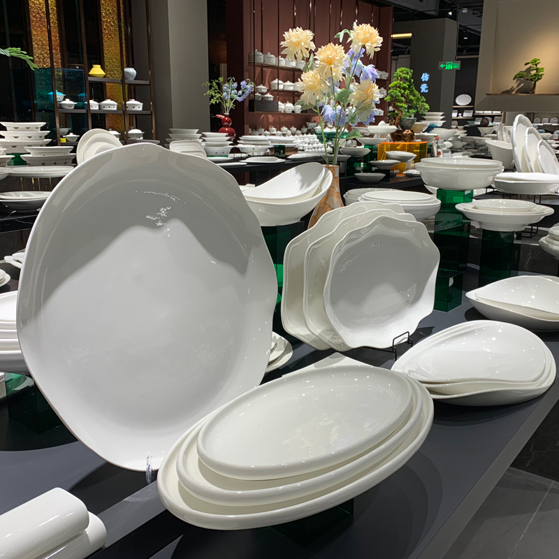 New 10-inch ceramic stir-frying plates for hotel restaurants, 12-inch and 14-inch ceramic round steak Western-style plates Specification image