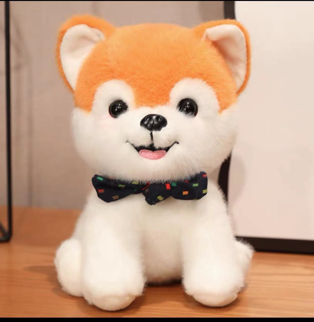 Happy Shiba Inu, Three Bow-Tie Dogs. Garden Series Application Scenario