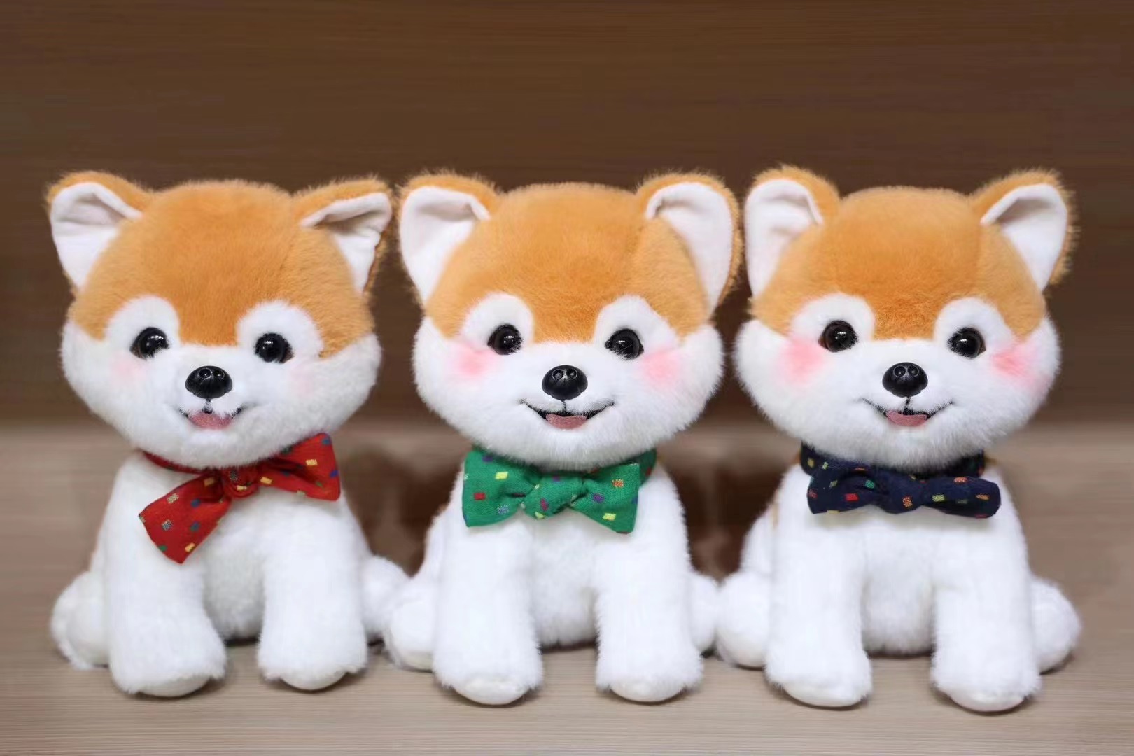 Happy Shiba Inu, Three Bow-Tie Dogs. Garden Series details Picture
