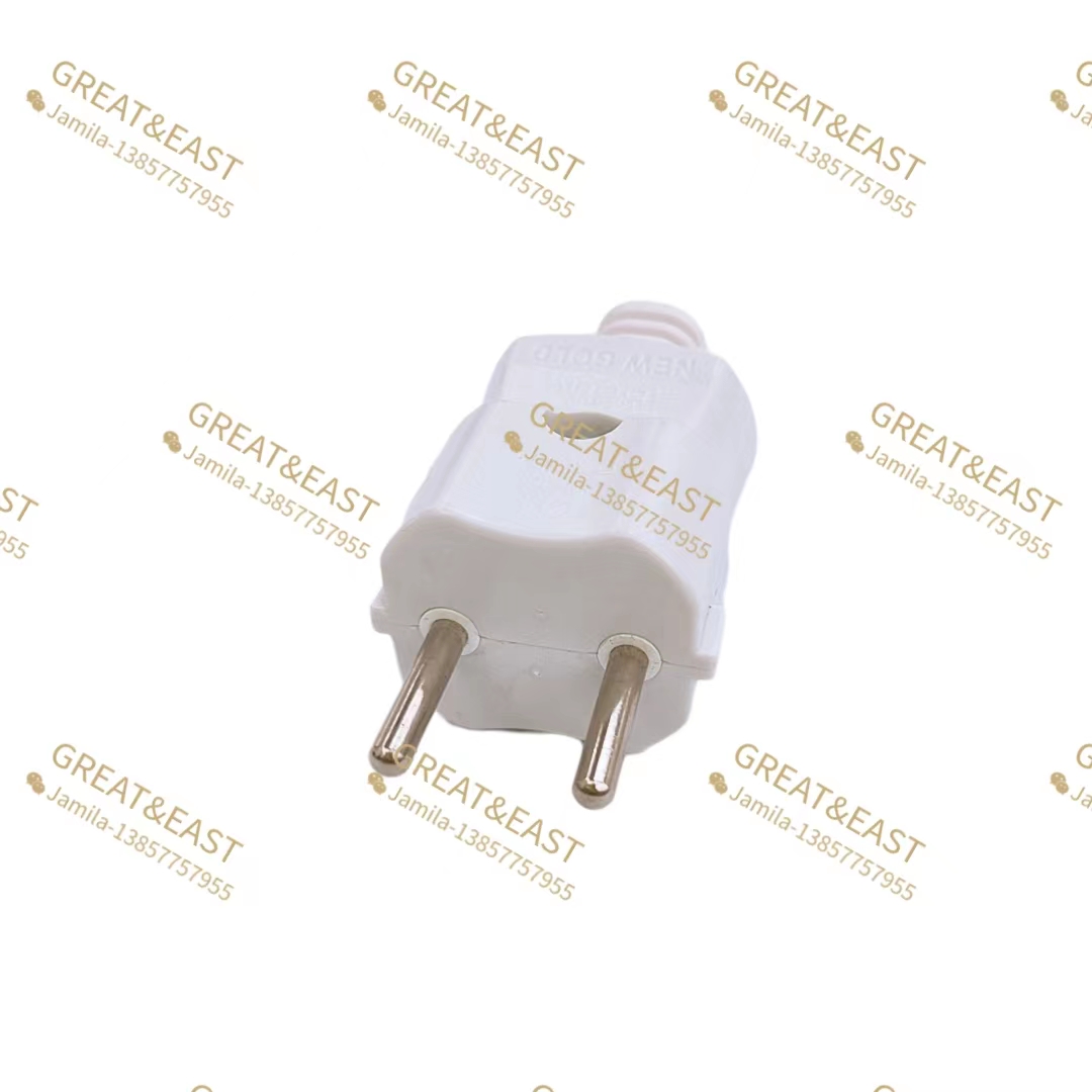 All-white plug, two-pole rotatable, all flame-retardant PC for convenient wiring, European-style plug pic 1