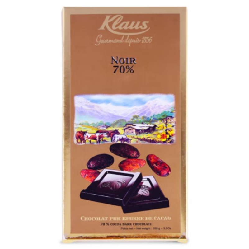 进口行货 法国进口食品糖果Klaus 70% 80% 可可黑巧克力100克详情图4