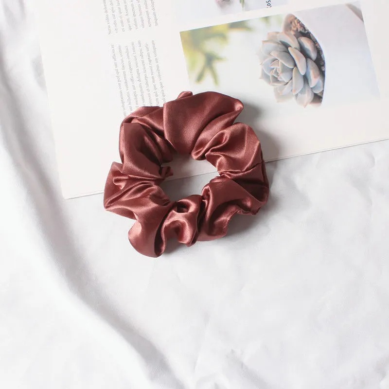 Pink-Brown Satin Silk Large Intestine Scrunchie Silk Scrunchie Does Not Hurt Hair Specification drawing