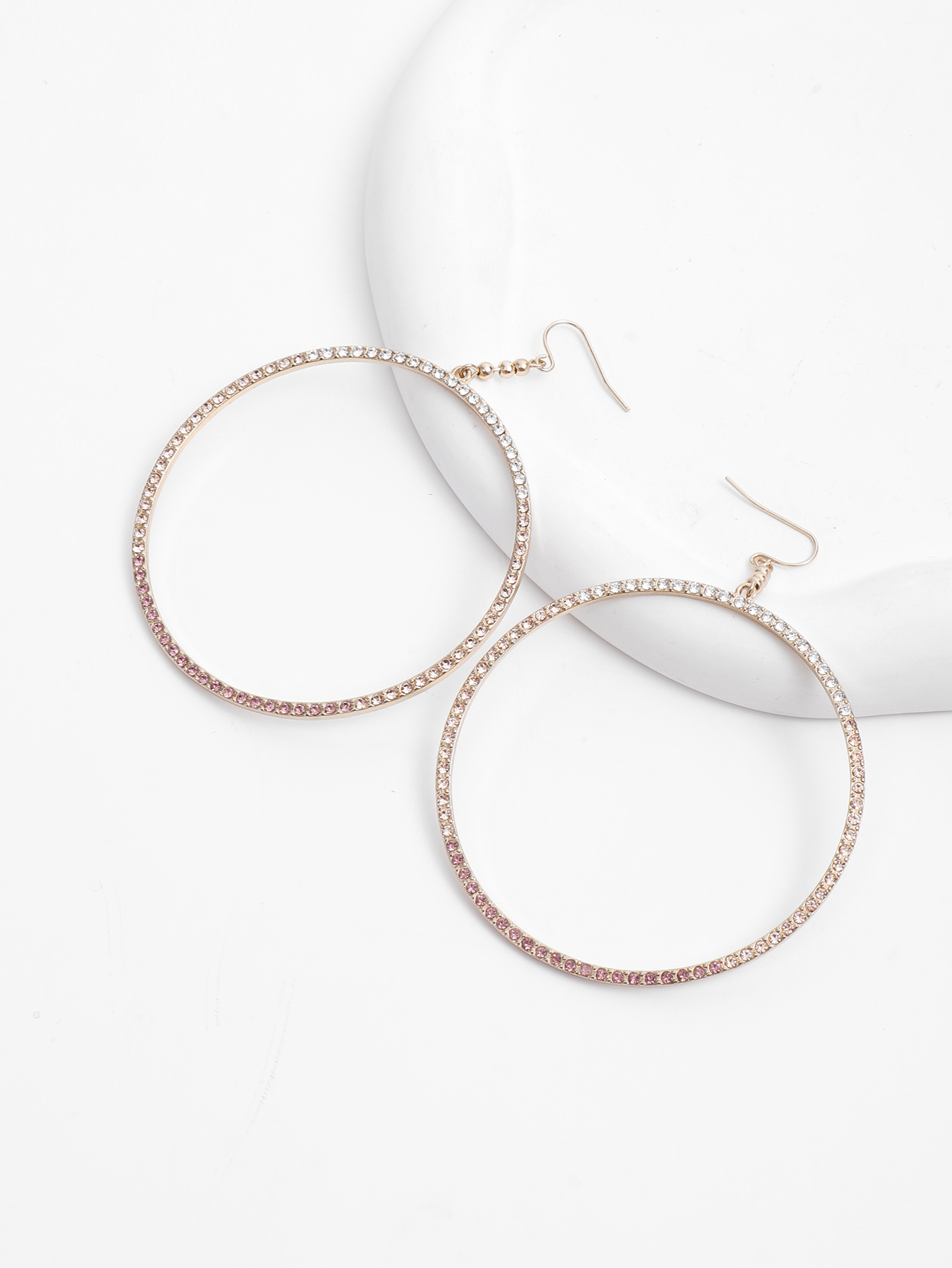 Exaggerated and individualistic full-diamond fashionable, simple and elegant, versatile and trendy water diamond large circle ear ring women's earrings Item Picture