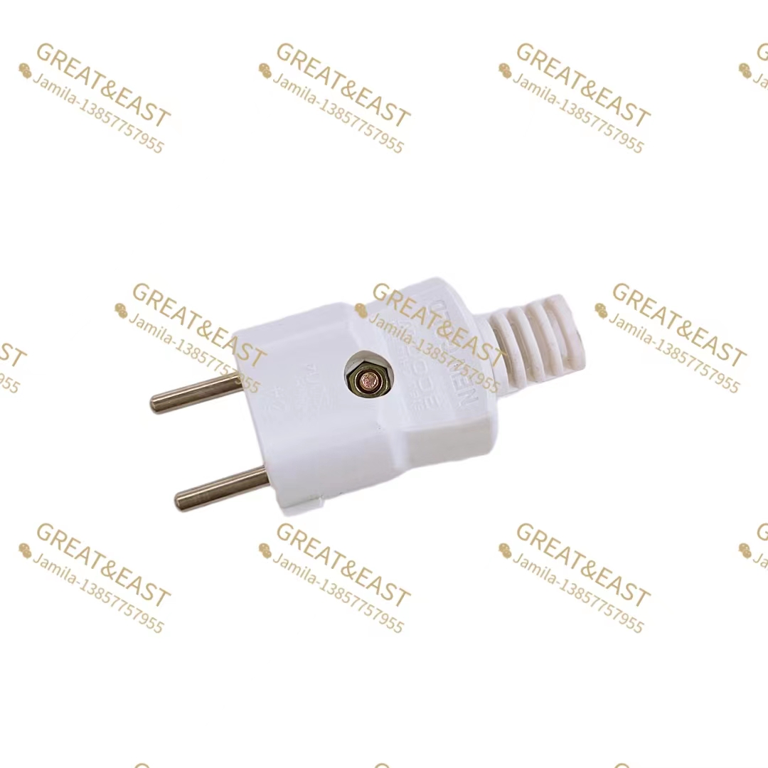 All-white plug, two-pole rotatable, all flame-retardant PC for convenient wiring, European-style plug details Picture