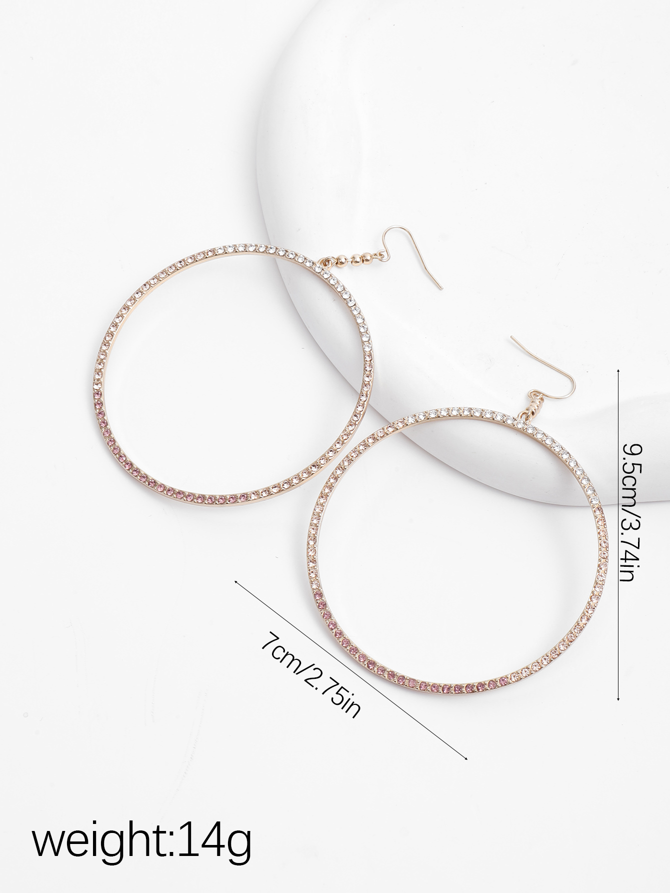 Exaggerated and individualistic full-diamond fashionable, simple and elegant, versatile and trendy water diamond large circle ear ring women's earrings details Picture