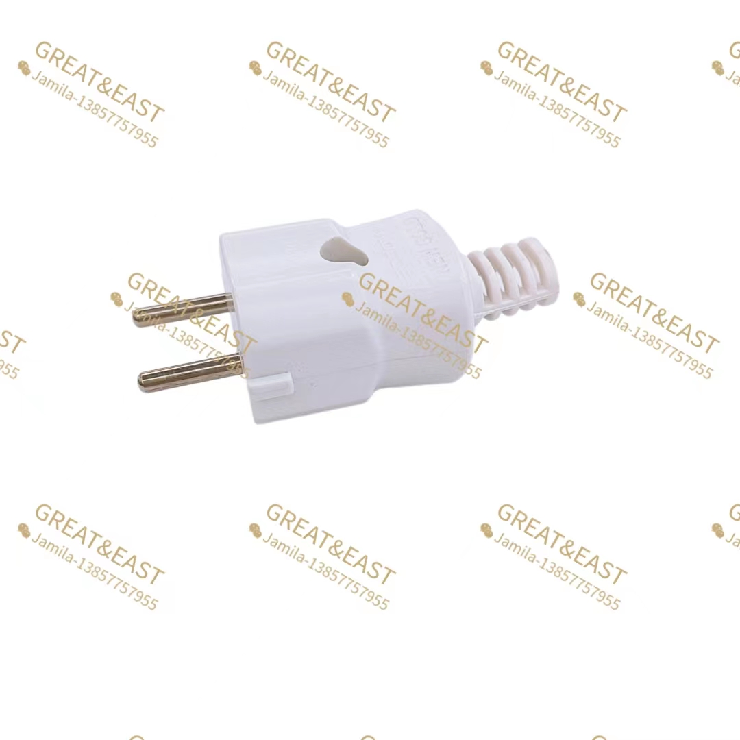 All-white plug, two-pole rotatable, all flame-retardant PC for convenient wiring, European-style plug pic 3