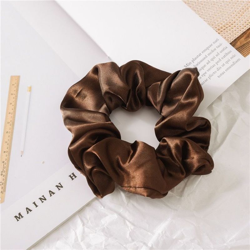 Brown Satin Silk Large Scrunchie Silk Scrunchie Does Not Hurt Hair Specification drawing