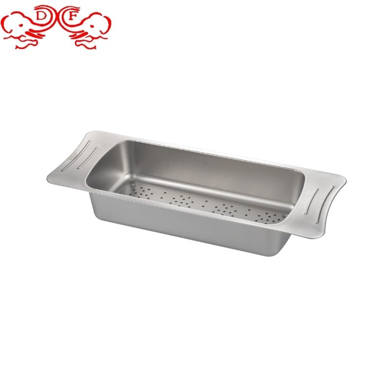 DF99137不锈钢方盆洗菜盆汤盆快餐盆米筛冲孔方形漏盆沥水盆面盆厨房酒店用品DF trading house