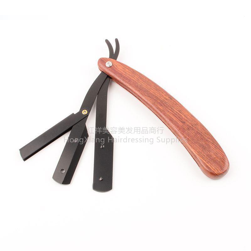 Old-fashioned manual shaver with wooden handle Shaver holder Changing edge shaving hairdressing razor Hairdressing razor