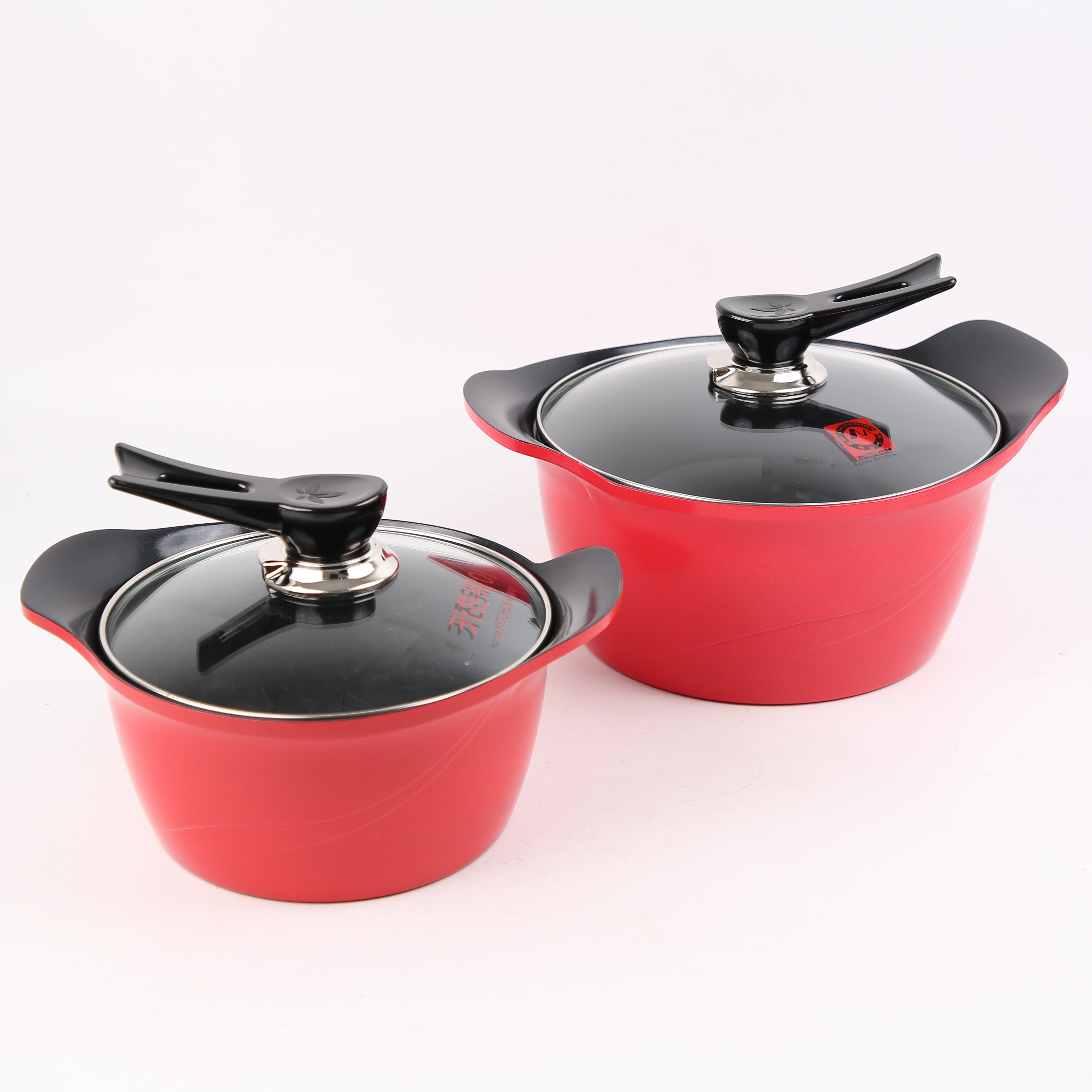 Cocina contraseña corea original importado rojo universal tapa de vidrio antiadherente olla 24cm details Picture