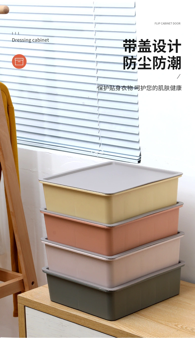 Y165-6017 Household covered storage box, wardrobe multi-compartment storage box, compartments storage basket, room miscellaneous storage box, pantyhose storage box detail image 5