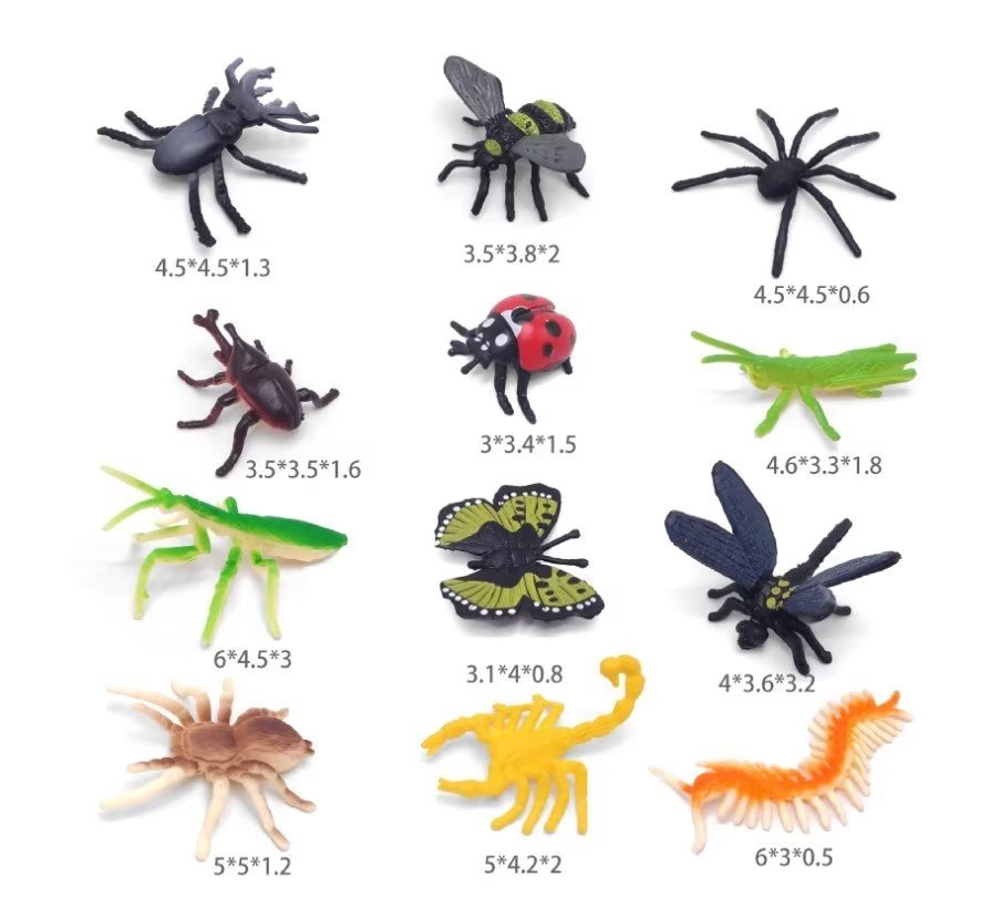 12 types of insect and animal gacha toy figurines, kindergarten activity gift toys