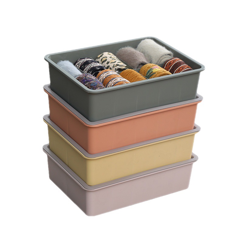 Y165-6017 Household covered storage box, wardrobe multi-compartment storage box, compartments storage basket, room miscellaneous storage box, pantyhose storage box