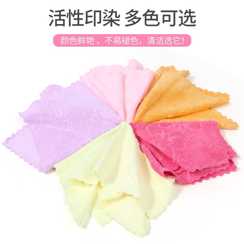 彩色印花毛巾礼盒抹布方巾赠品细纤维清洁酒店厨房去污一件代发批发三片装细节图