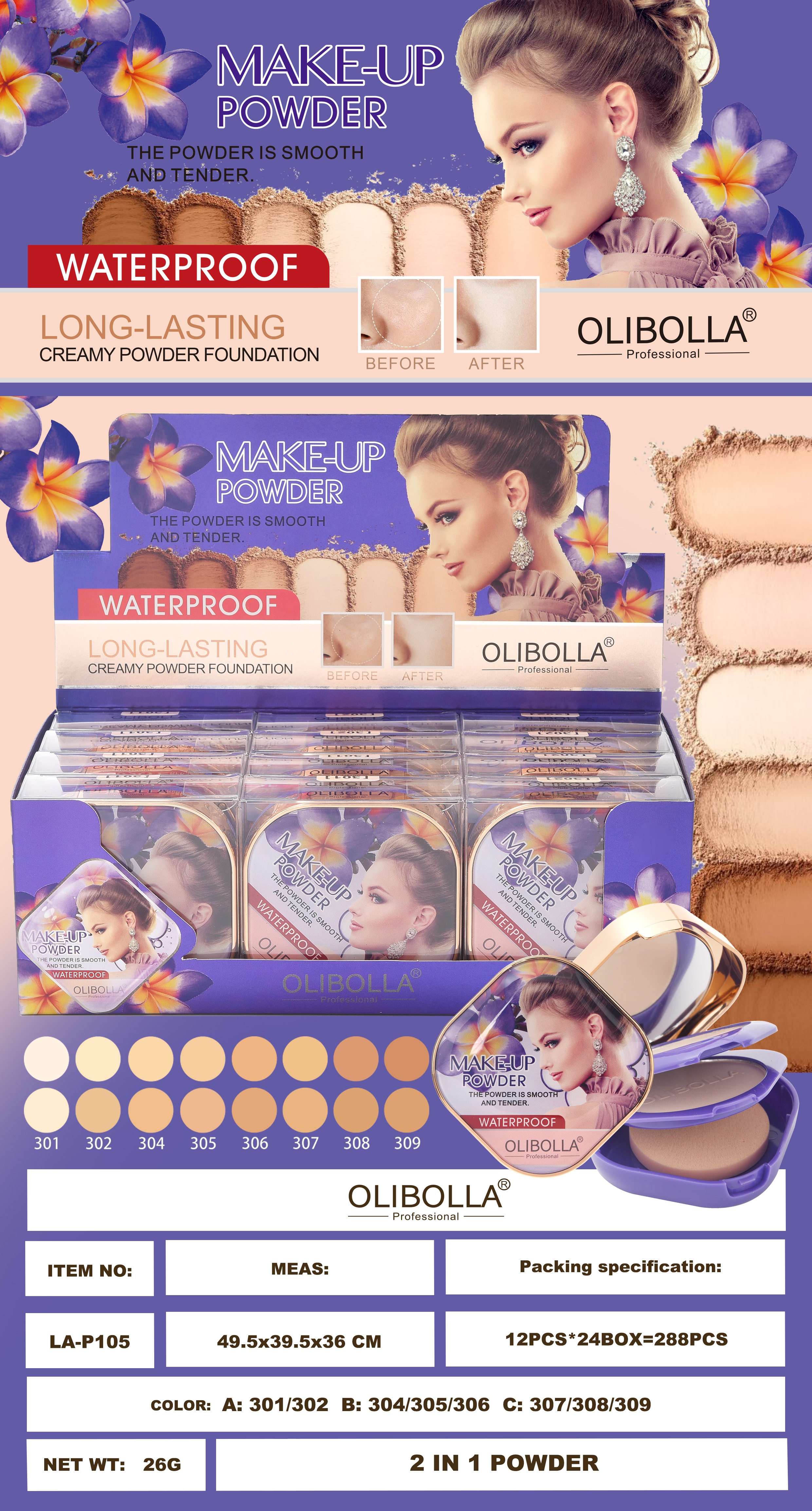 LA-P105 OLIBOLLA double-layer powder compact Item Picture