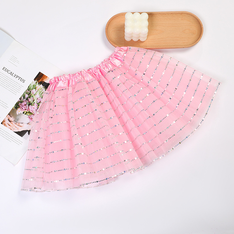 Christmas Children's Performance Clothing Sequin Lines European And American Girls Stage Dance Dress Half Skirt Children's Pompadour Skirt Manufacturers Foreign Trade Item Picture