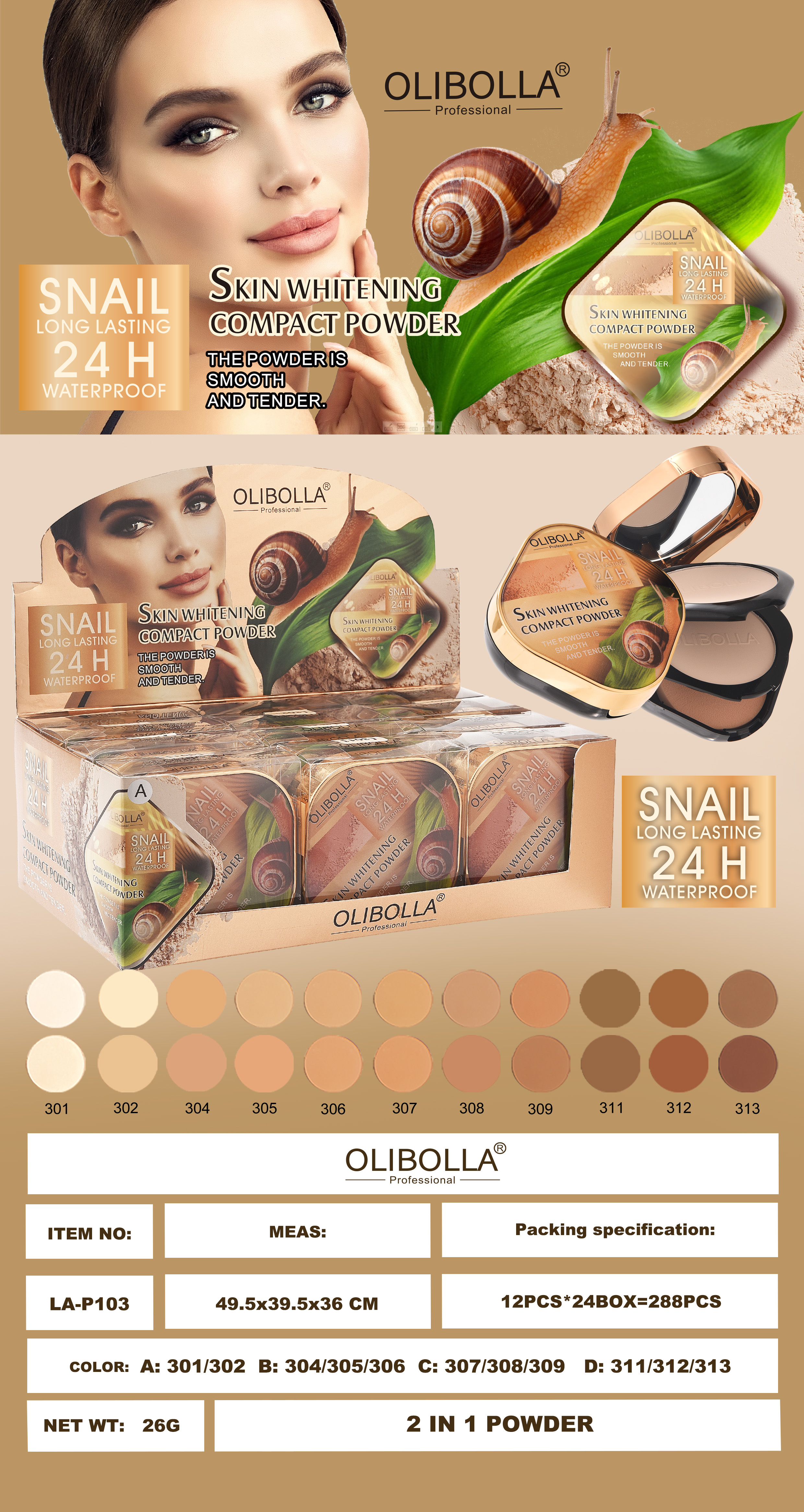 LA-P103 OLIBOLLA double-layer powder compact Item Picture