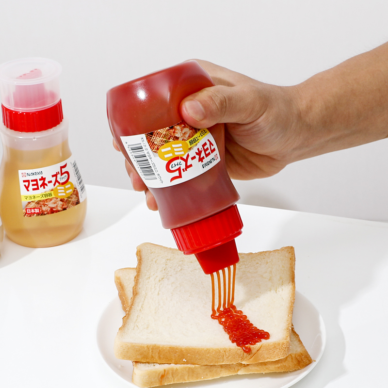NAKAYA日本进口多孔沙拉奶酪番茄酱防漏挤压调料瓶红色白色260ml详情图3