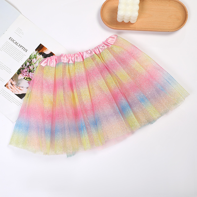 Christmas children's performance dress pink rainbow European and American girls stage dance dress half skirt children's pommel skirt manufacturers foreign trade thumbnail