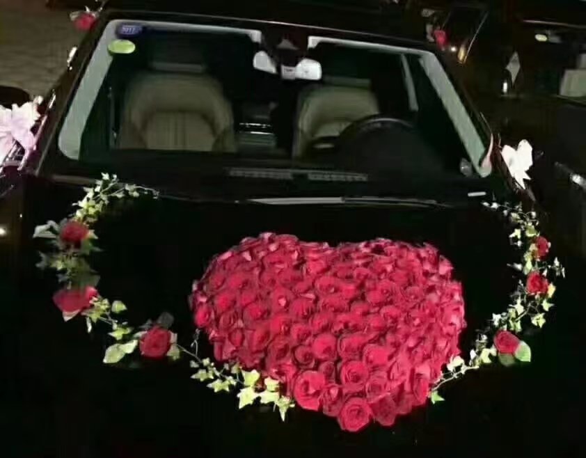 婚车花泥带吸盘爱心花泥桃心婚车装饰车头花泥吸盘详情图6