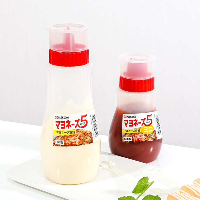 NAKAYA日本进口多孔沙拉奶酪番茄酱防漏挤压调料瓶红色白色260ml详情图2