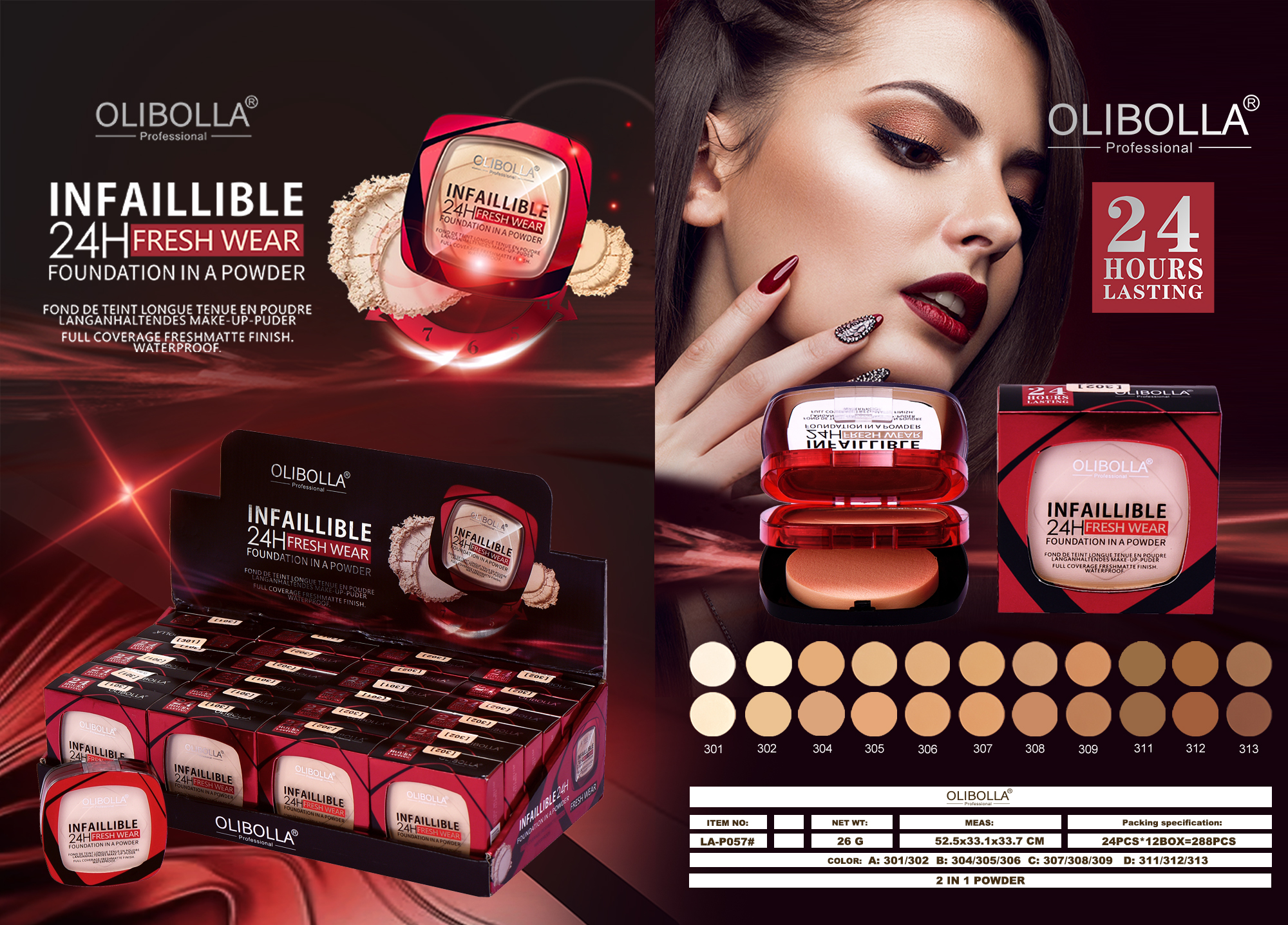 LA-P057 OLIBOLLA double-layer powder compact Item Picture