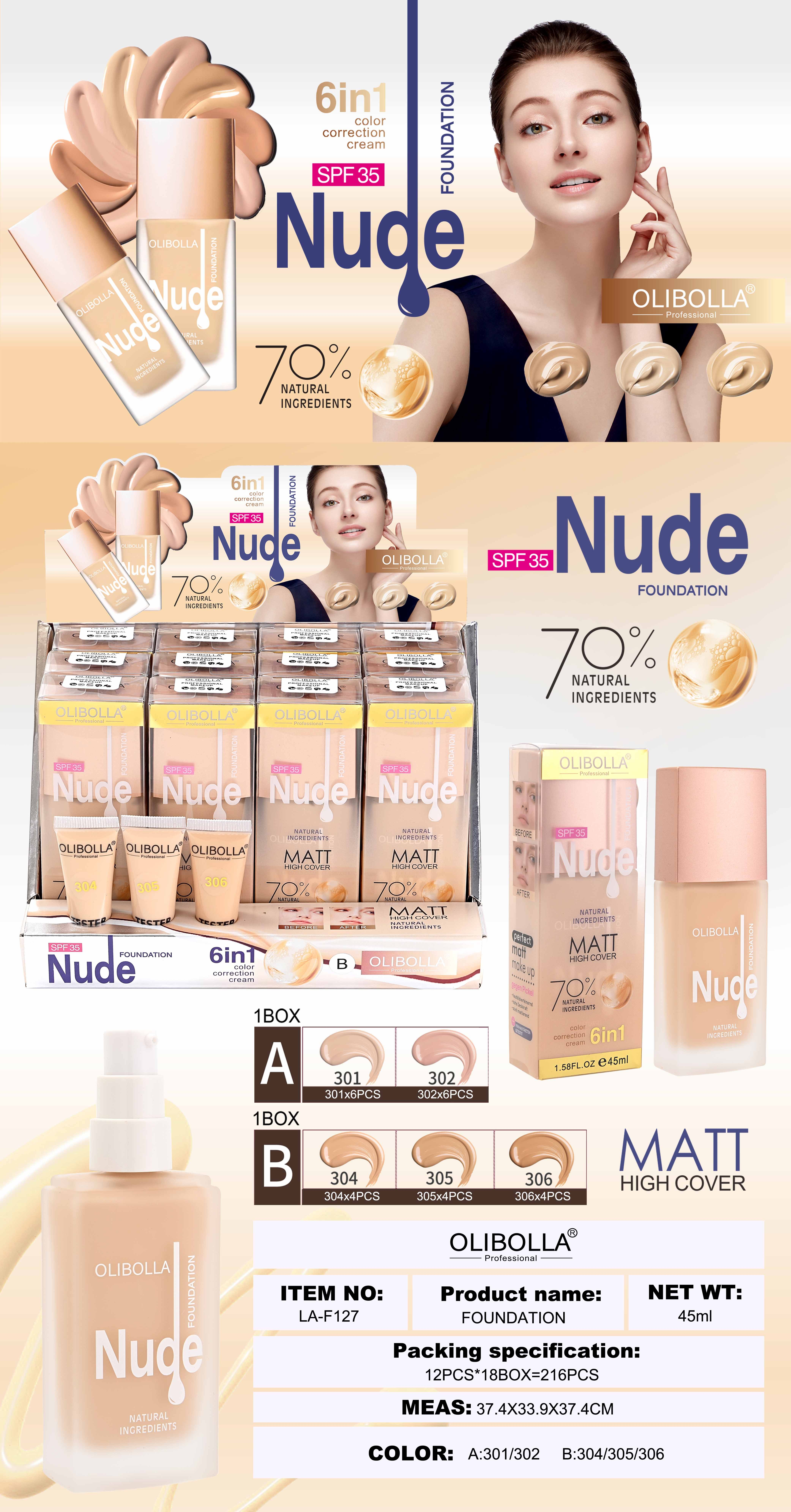 The 2023 new model of LA-F127 is selling well! Matte mist flour base liquid, moisturizing and long-lasting without makeup smudging, a bestseller in foreign trade! Item Picture