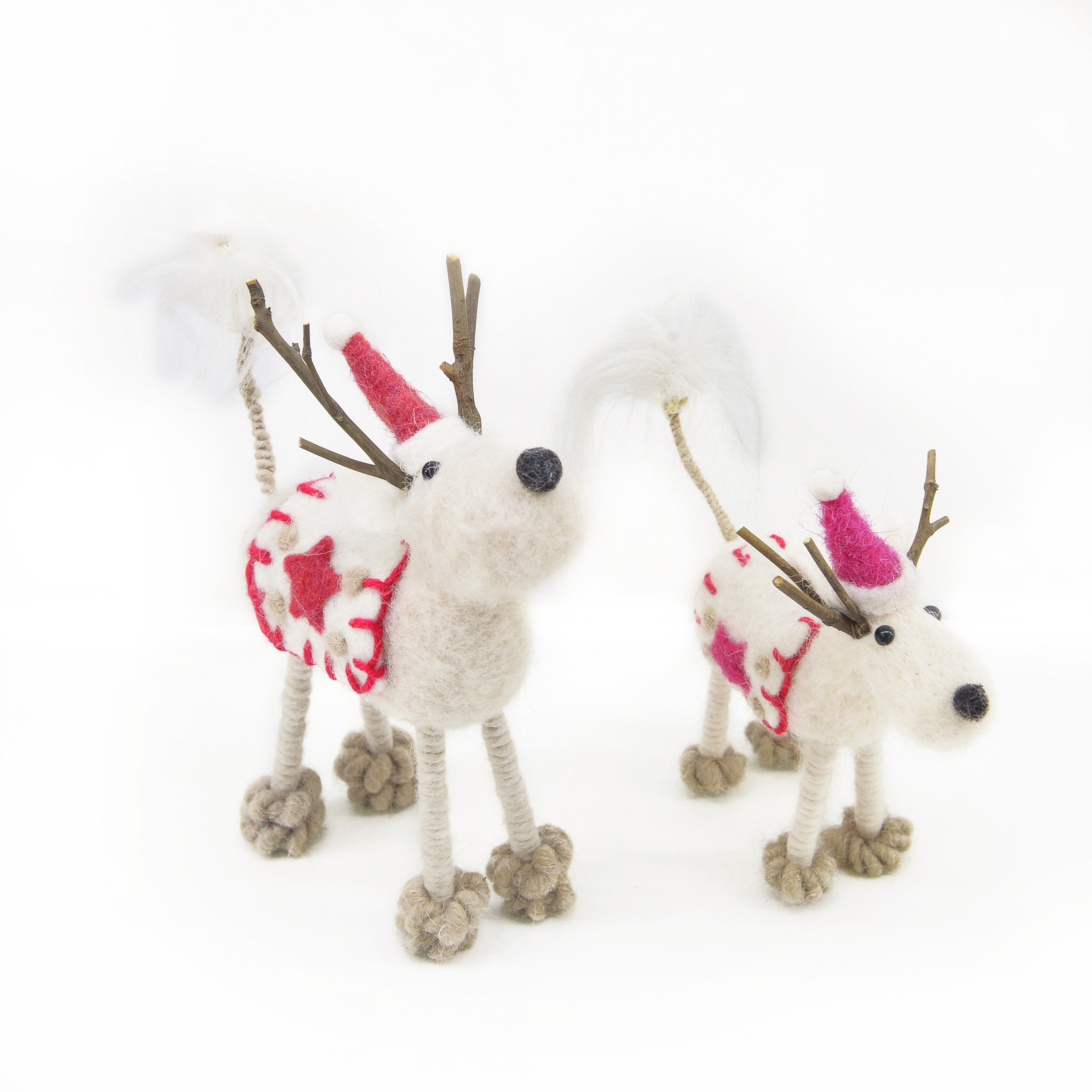 Jindian New White Wool Felt Craft Decoration Poke Poke Lok Little Elk Standing Handmade Diy Material Package Self-Made Living Room Bedroom Finished Decoration 017 (Price Discussed By Hand) Item Picture