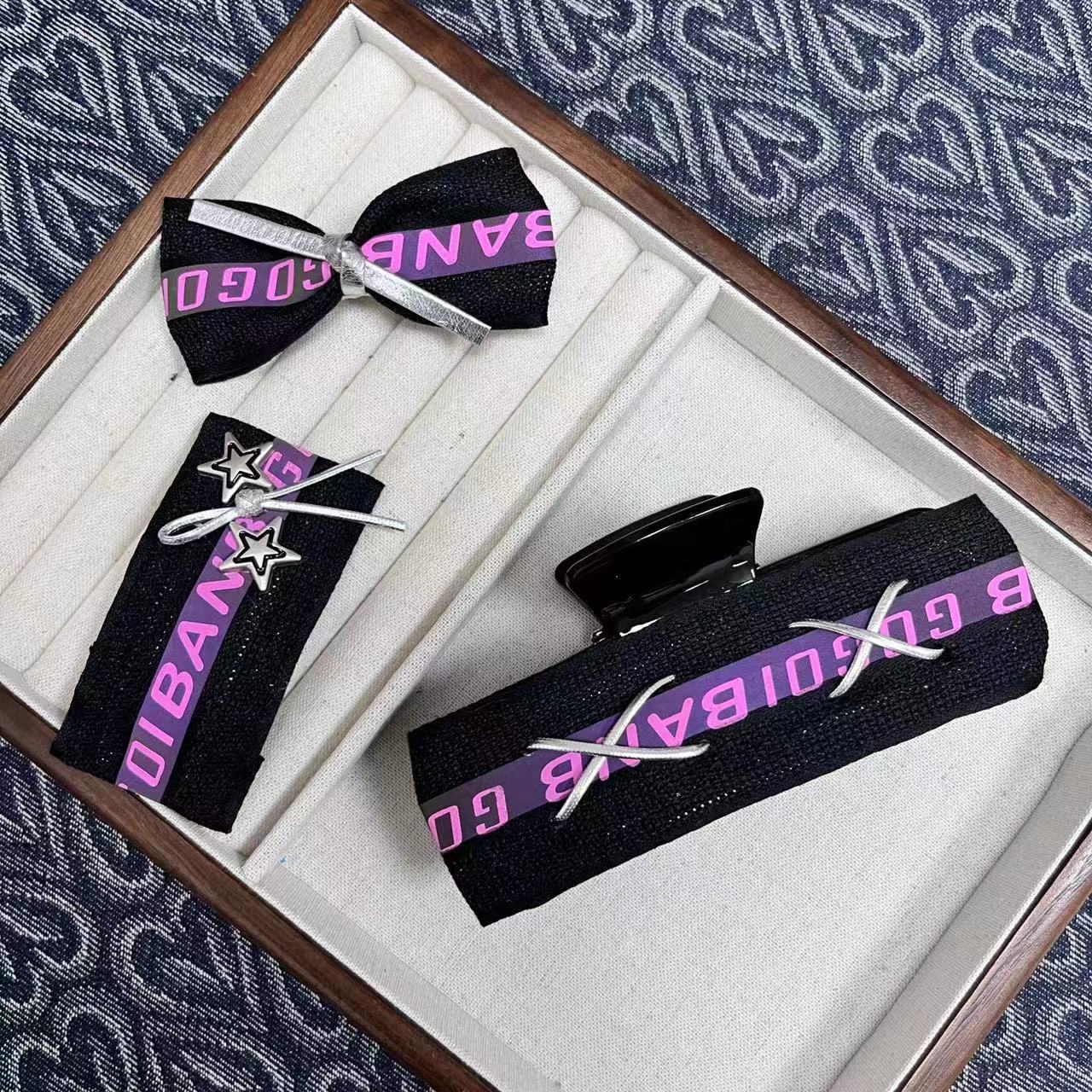 Black And Purple Trend Hair Clip Set Shark Clip Bangs Clip Specification drawing