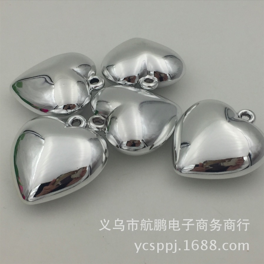 DIY plastic jewelry accessories, silver heart-shaped pendants, single beads, materials, festival accessories wholesale