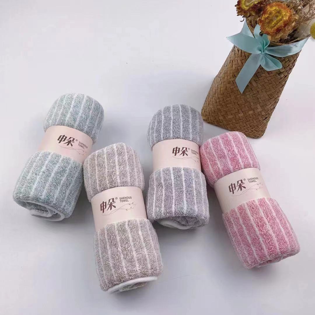 Manufacturers Wholesale Soft Absorbent Thick Towel Quick Drying Can Not Drop Hair Stripe Towel details Picture