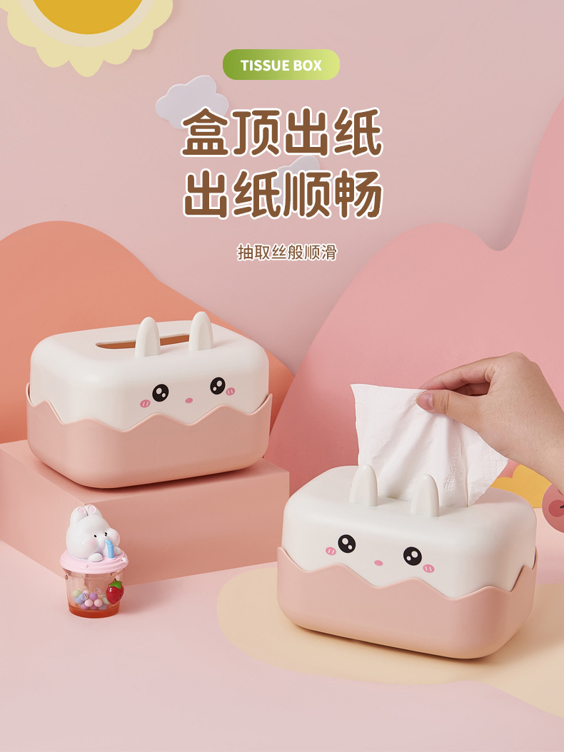 J06-6434 Creative Tissue Box, Cartoon Tissue Box, Desktop Tissue Box, Storage Box, Detachable Tissue Box, Tissue Box, multi-scenario application in office, living room, coffee table, kitchen, waterproof tissue box detail image 4