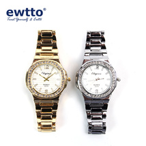 外贸热销手表时尚经典商务金色石英表镶钻防水女士手表