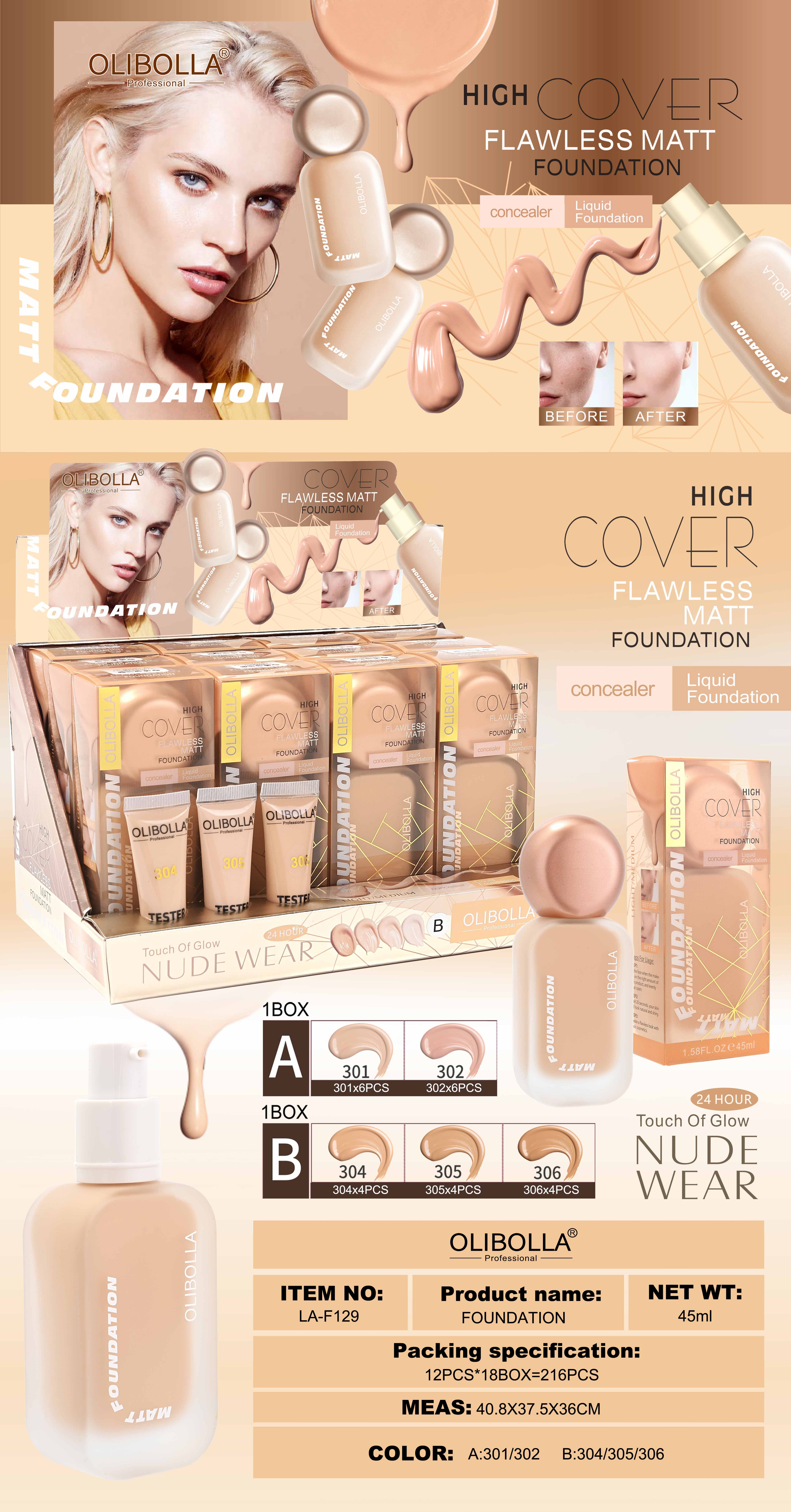 LA-F129 2023 New Bestseller Foundation! Moisturizing and long-lasting matte finish, a bestseller in foreign trade. You will definitely regret not buying it! Limited-time flash sale! Application Scenario