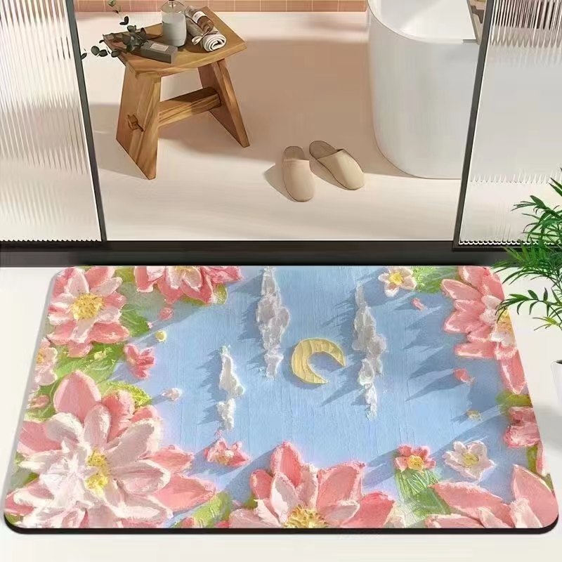 New anti-slip mat 3D high-definition fresh and clean printed floor mat, floor mat, door mat, carpet, kitchen mat, bathroom mat, thin 3D stereoscopic cartoon printed Specification drawing
