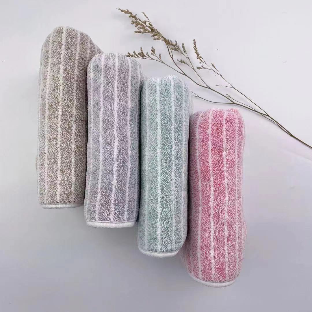 Manufacturers Wholesale Soft Absorbent Thick Towel Quick Drying Can Not Drop Hair Stripe Towel Specification drawing