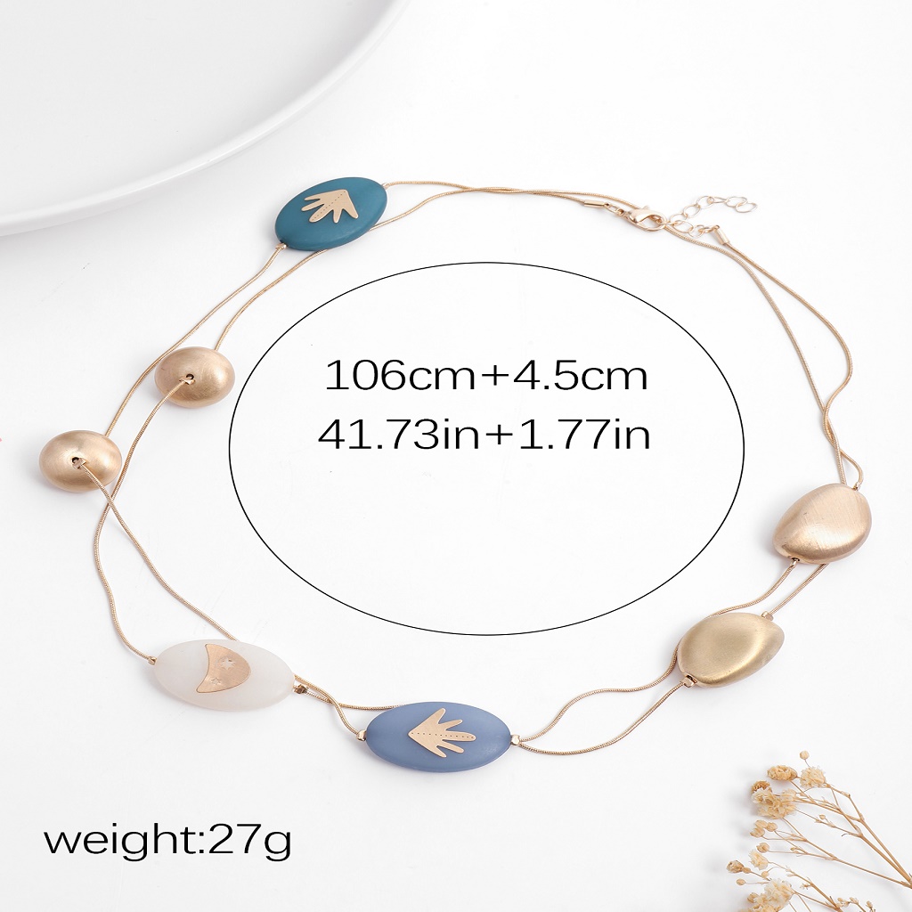 European and American light luxury, fashionable, simple and elegant, double-layer alloy splicing, personalized, trendy and versatile women's necklace details Picture