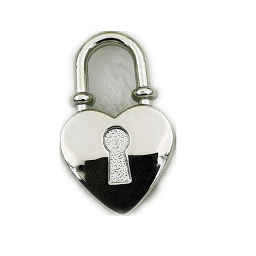 diy plastic heart-shaped jewelry, electroplated white K heart-shaped lock pendant, necklace, keychain, heart-shaped pendant wholesale Item Picture