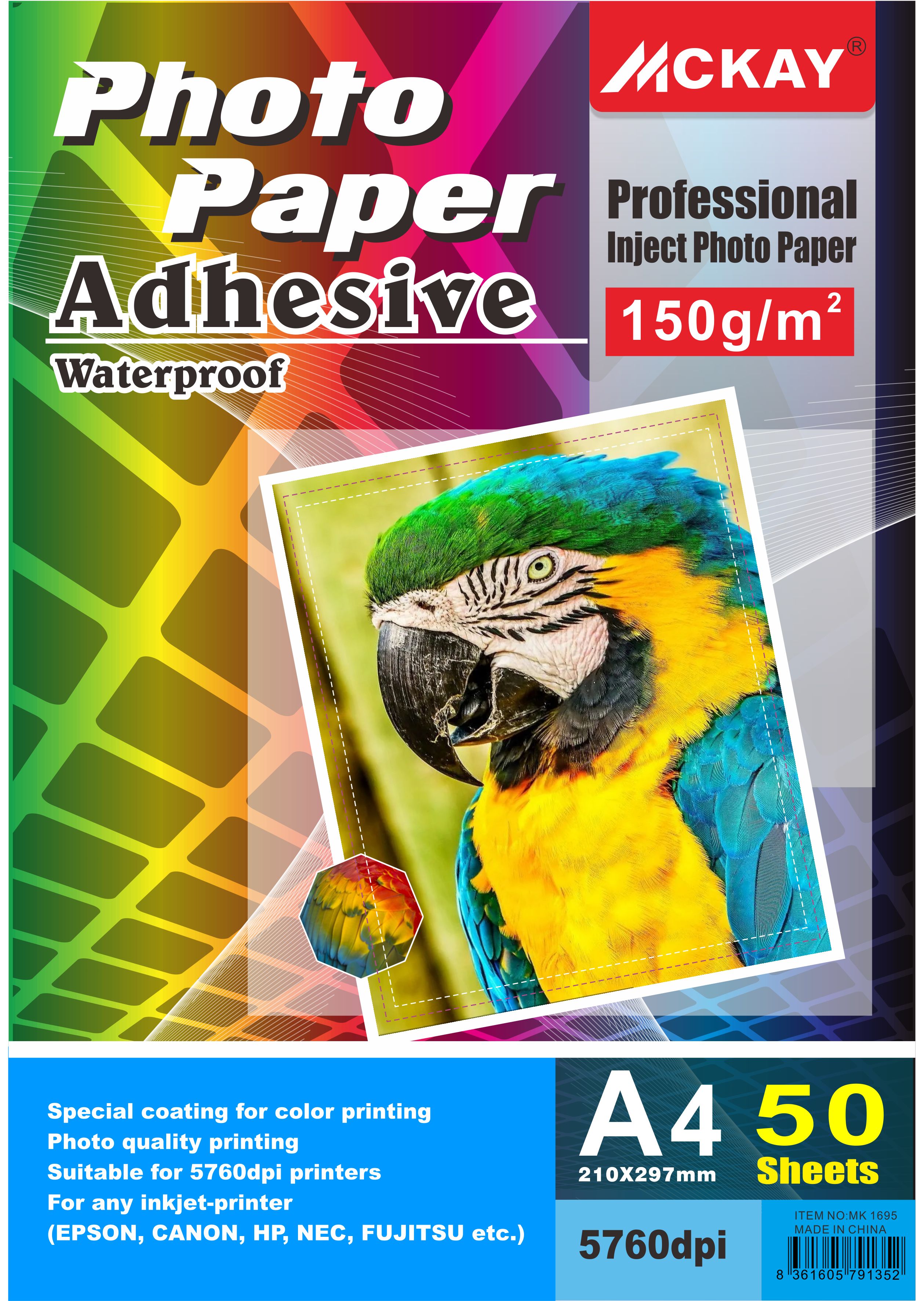A4 135g 150g Adesive photo paper High gloss adhesive paper Color spray self-adhesive photo paper