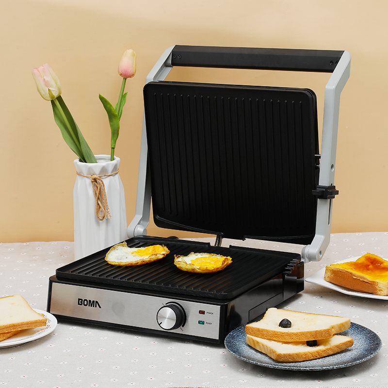 博马品牌跨境家用早餐机牛排机烤肉烤肠机热狗机汉堡机三明治机电饼铛BM2001