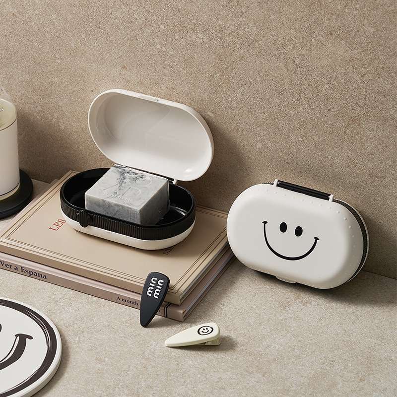 M04-8751 Smiling Face Soap Box, Bathroom draining Storage Box, Large Soap Box with Lid, Soap tray details Picture