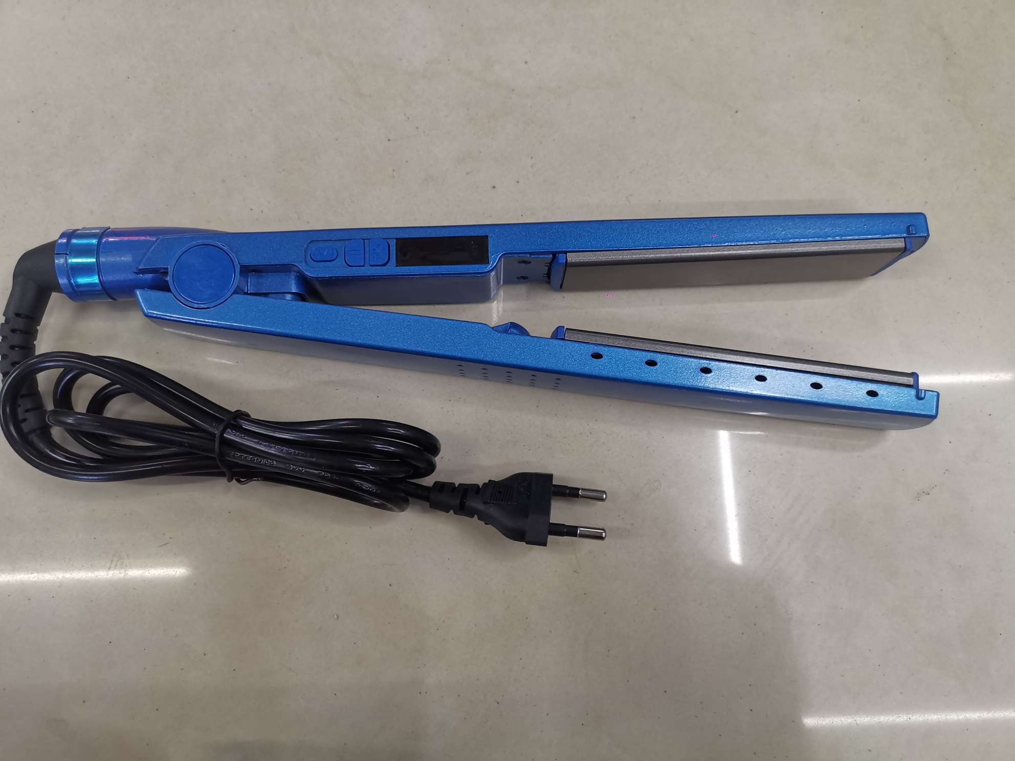 厂家蓝色直发器速热直发卷发两用夹板便携直发卷发棒详情图5