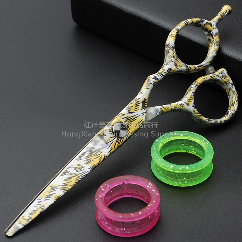 Manufacturers custom 6 inch printed hair scissors flat cut hair scissors barber shop straight cut a variety of color scissors