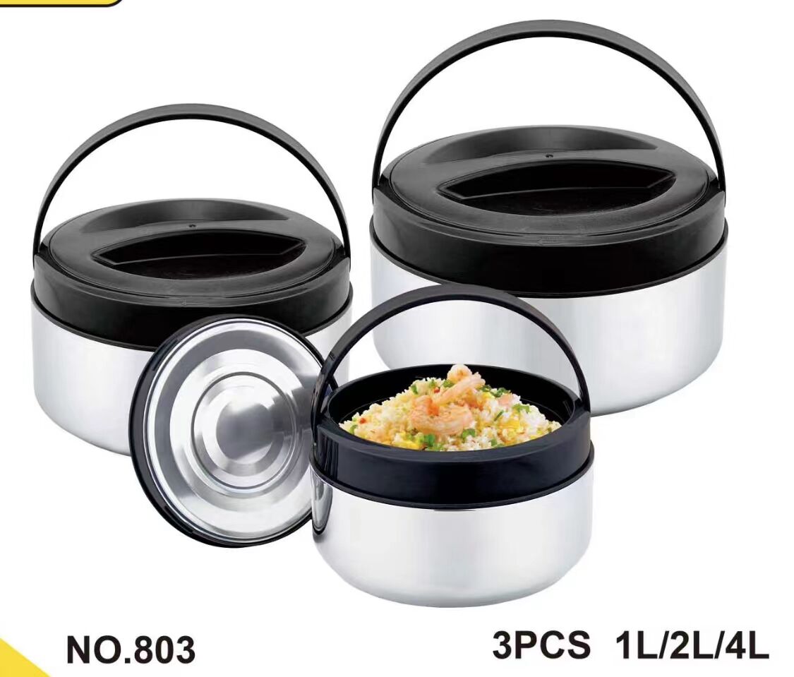 DF99754 portable insulated pot, thickened stainless steel student meal bento box, large capacity insulated bucket, three-piece set, kitchen and hotel supplies, DF trading house