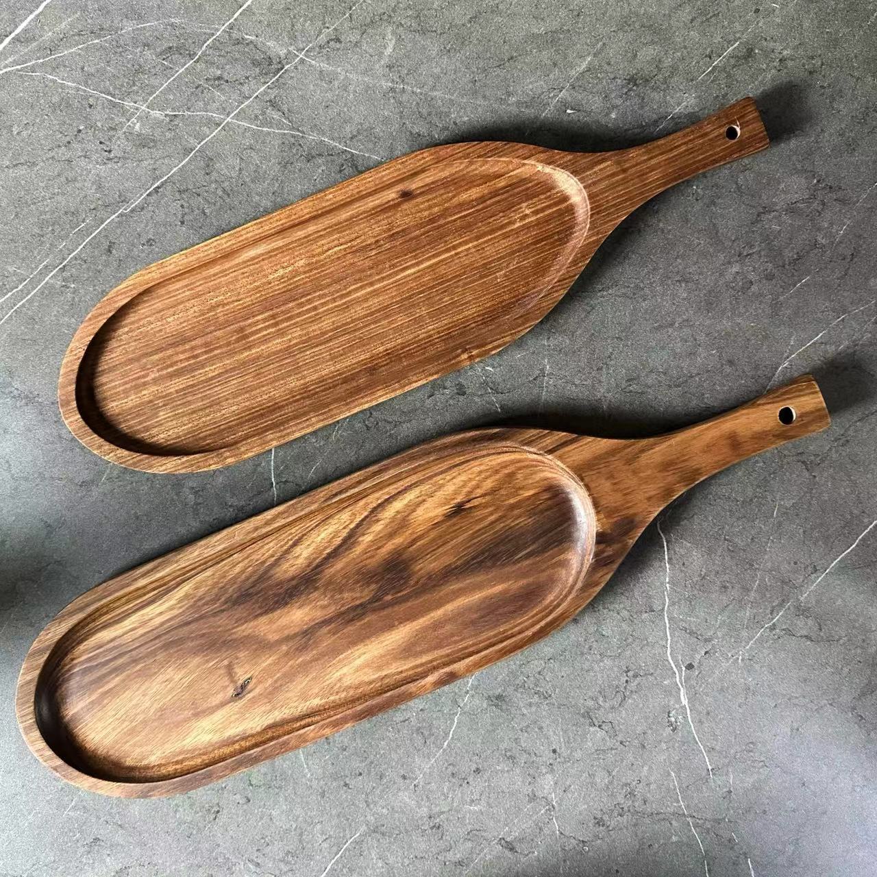 Wujin wood Western-style rectangular tray with handle, small and medium-sized professional kitchenware for hotels, restaurants and eateries
