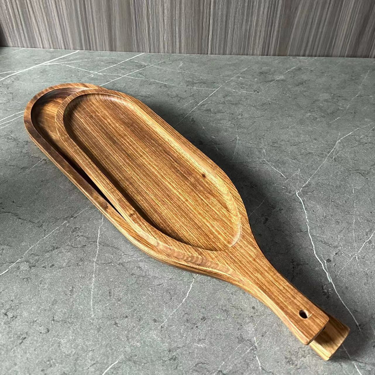 Wujin wood Western-style rectangular tray with handle, small and medium-sized professional kitchenware for hotels, restaurants and eateries details Picture