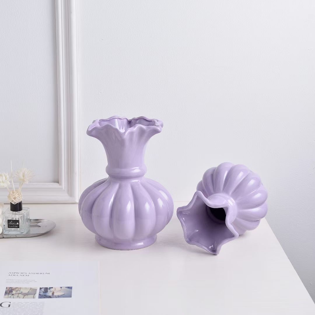 陶瓷复古风南瓜花瓶创意客厅插花家居玄关摆件高颜值装饰品