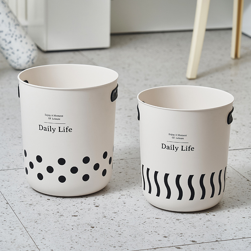 M04-8775 Lidless InS-style trash can, simple storage bucket for living room and bedroom, high appearance level, checkerboard grid garbage basket Specification image