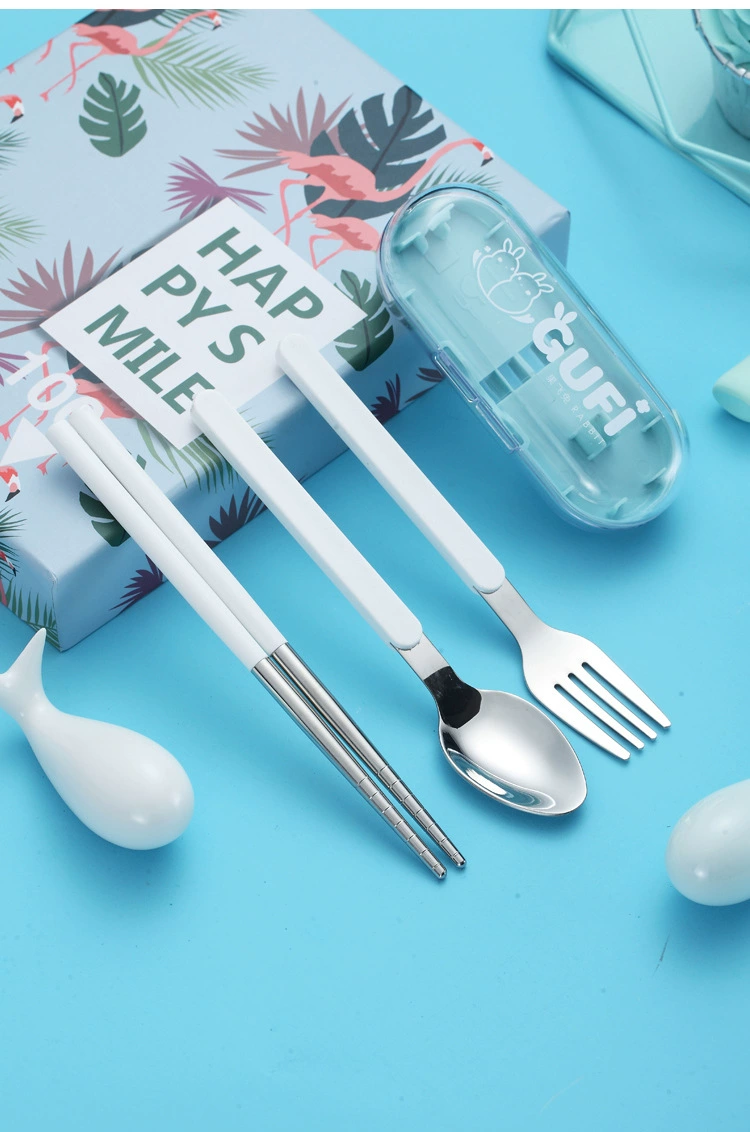 J129-XC-449不锈钢304糖果色便携套装叉勺筷三件套旅行儿童餐具详情图12